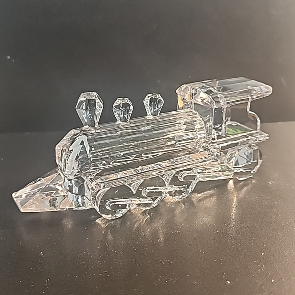 Crystal Train Figurine Paperweight KRYSTALCOLOR 7" Locomotive Engine Italy
